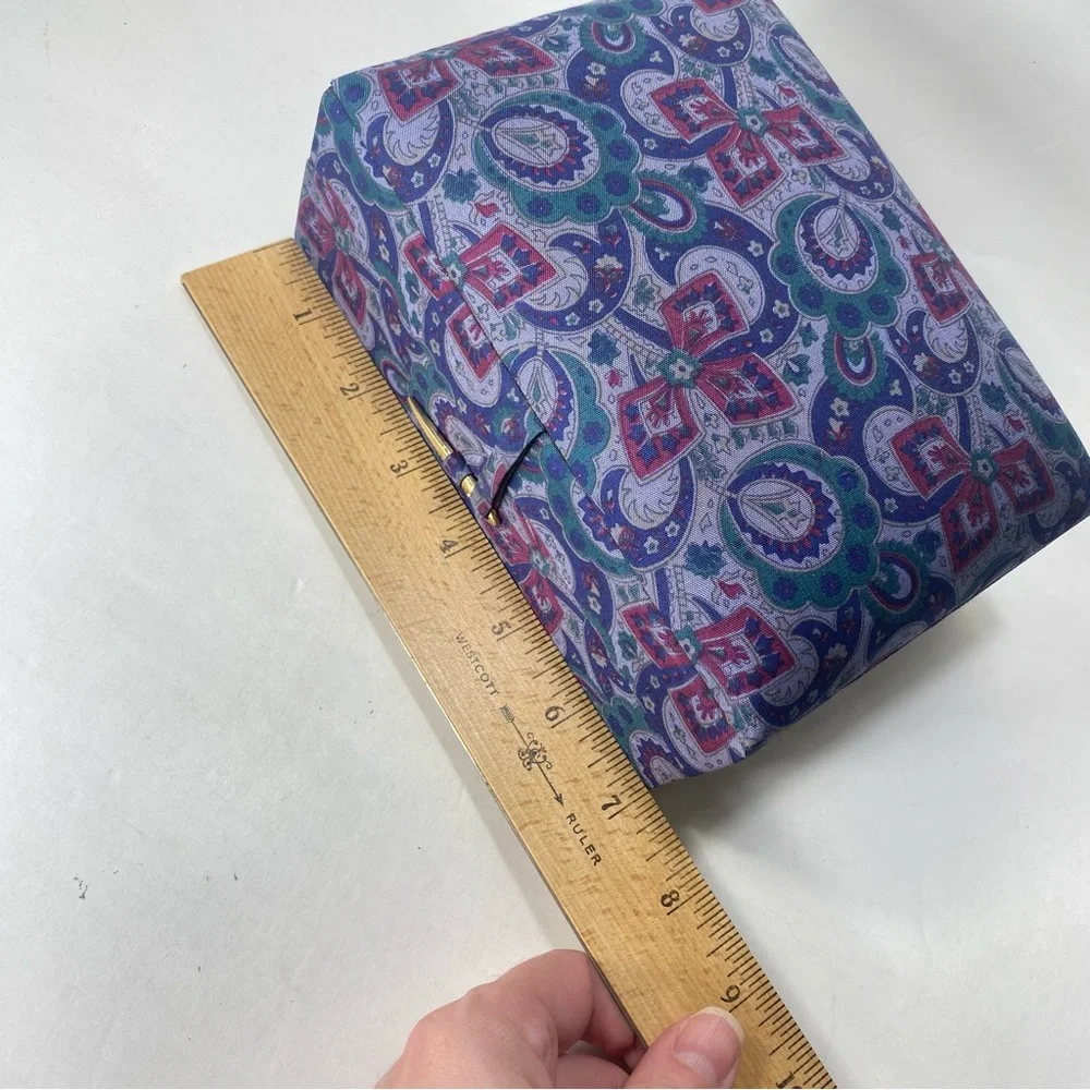 Fabric Covered purple Blue Paisley Patterned Jewelry Box or Case